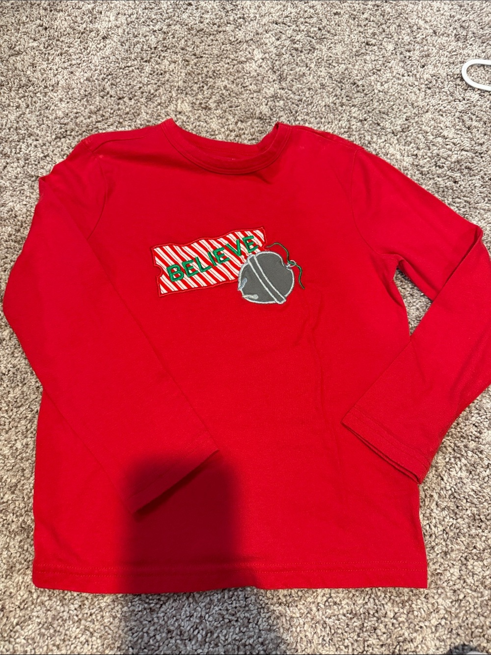 wonder nation Red Long-Sleeve 'Believe' Tee with Ornament Graphic